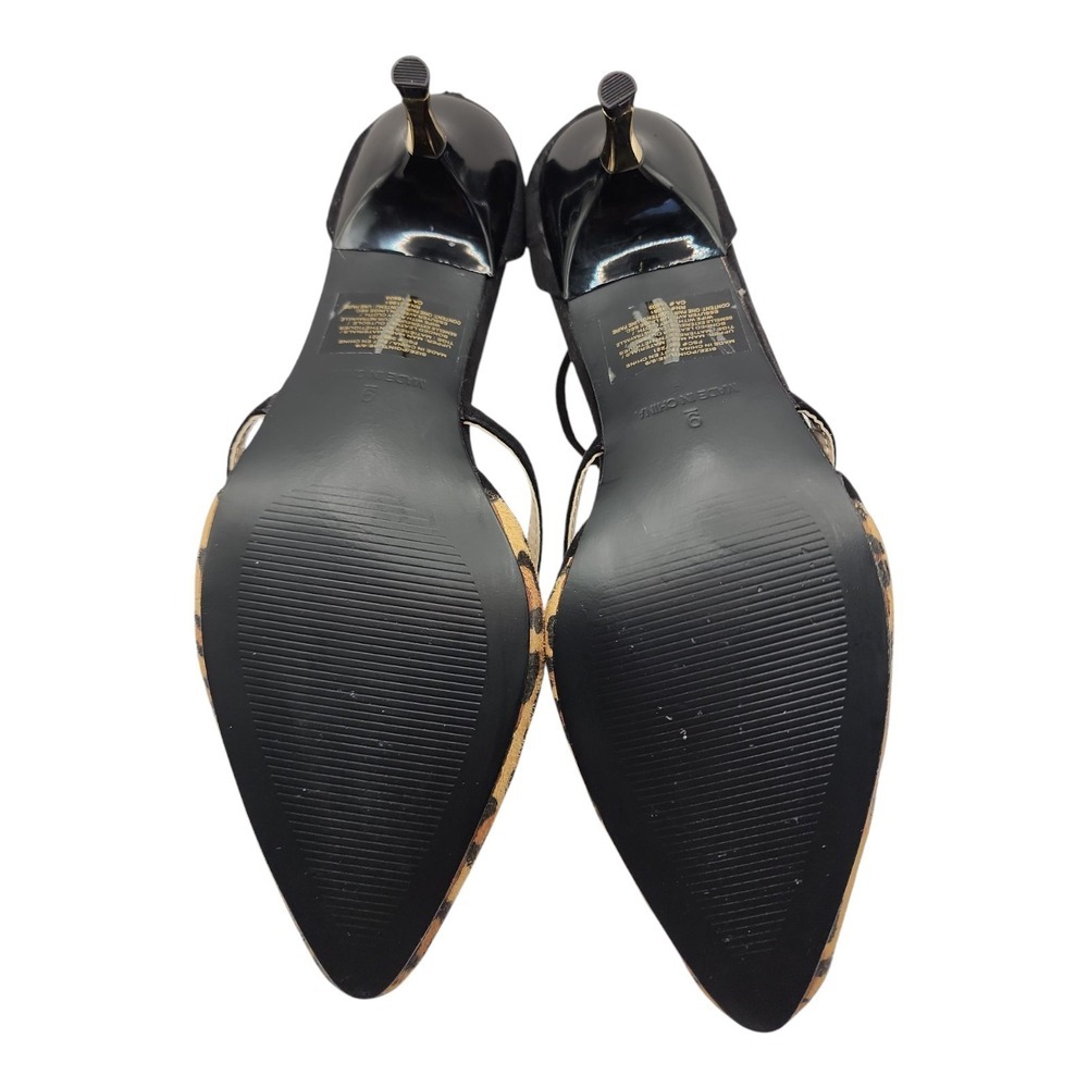 Animal Print Pointed Toe Heels Buckle Elegant Black 9 - Picture 6 of 10